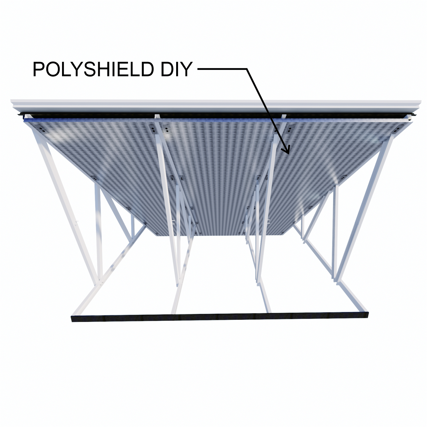 Setelah semua cable ties terpasang pada rangka, kencangkan secara bertahap dan  bergantian agar bentangan Polyshield rata serta tidak melandai di bagian tengah. 