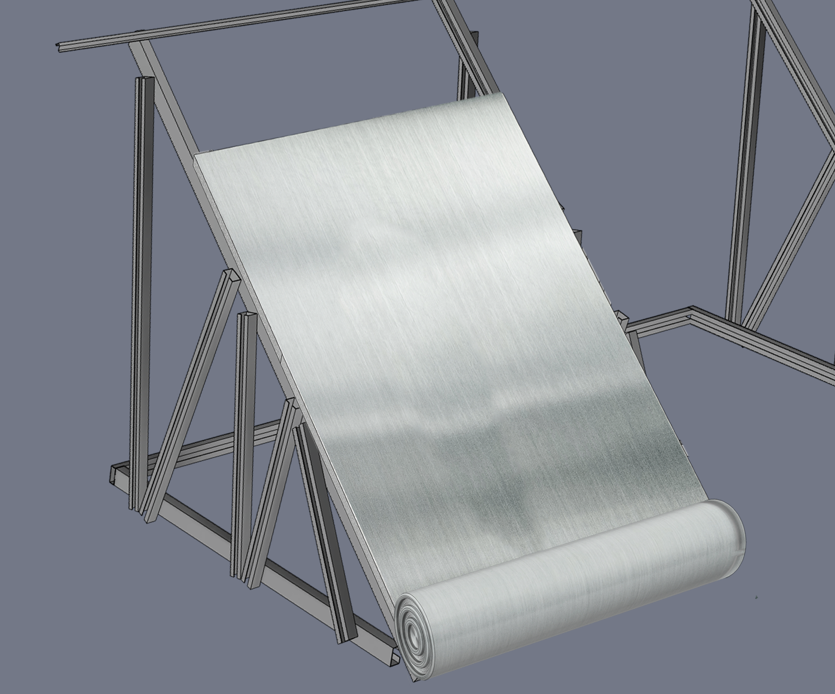 Measure the spacing between the roof purlins or roof framing. Unroll the Ice Cool insulation across the roof structure, either horizontally or vertically. Start installation from the eaves and work upward toward the roof ridge.