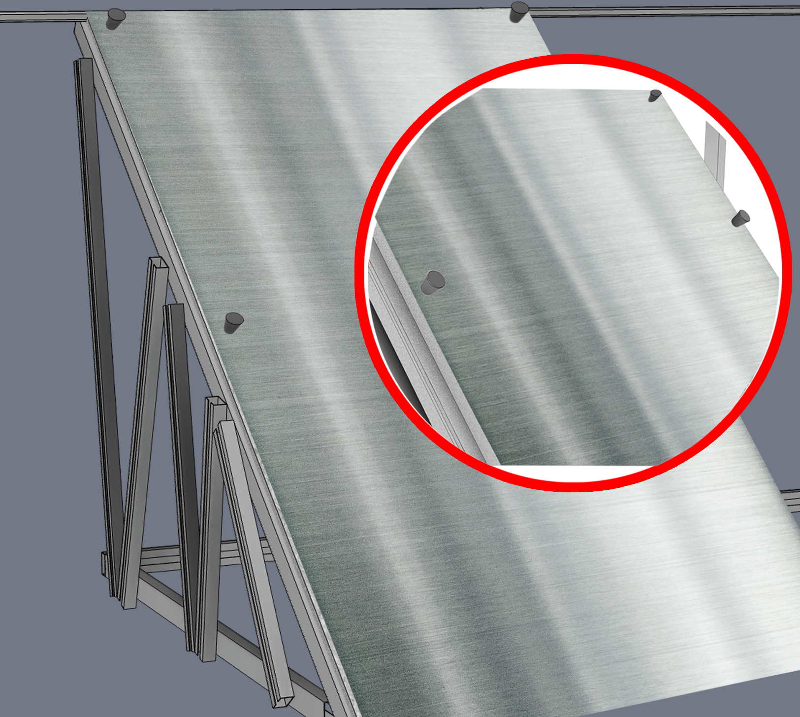 Pull the insulation sheet tight to eliminate sagging, then fasten the center of the sheet using roofing screws or roofing nails.