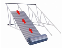 Ukur jarak antar gording/rangka atap. Bentangkan lembaran ICE COOL secara  memanjang vertical atau horizontal, di atas rangka atap mulai dari bagian bawah  bergerak ke atas, mengikuti arah reng terakhir. 