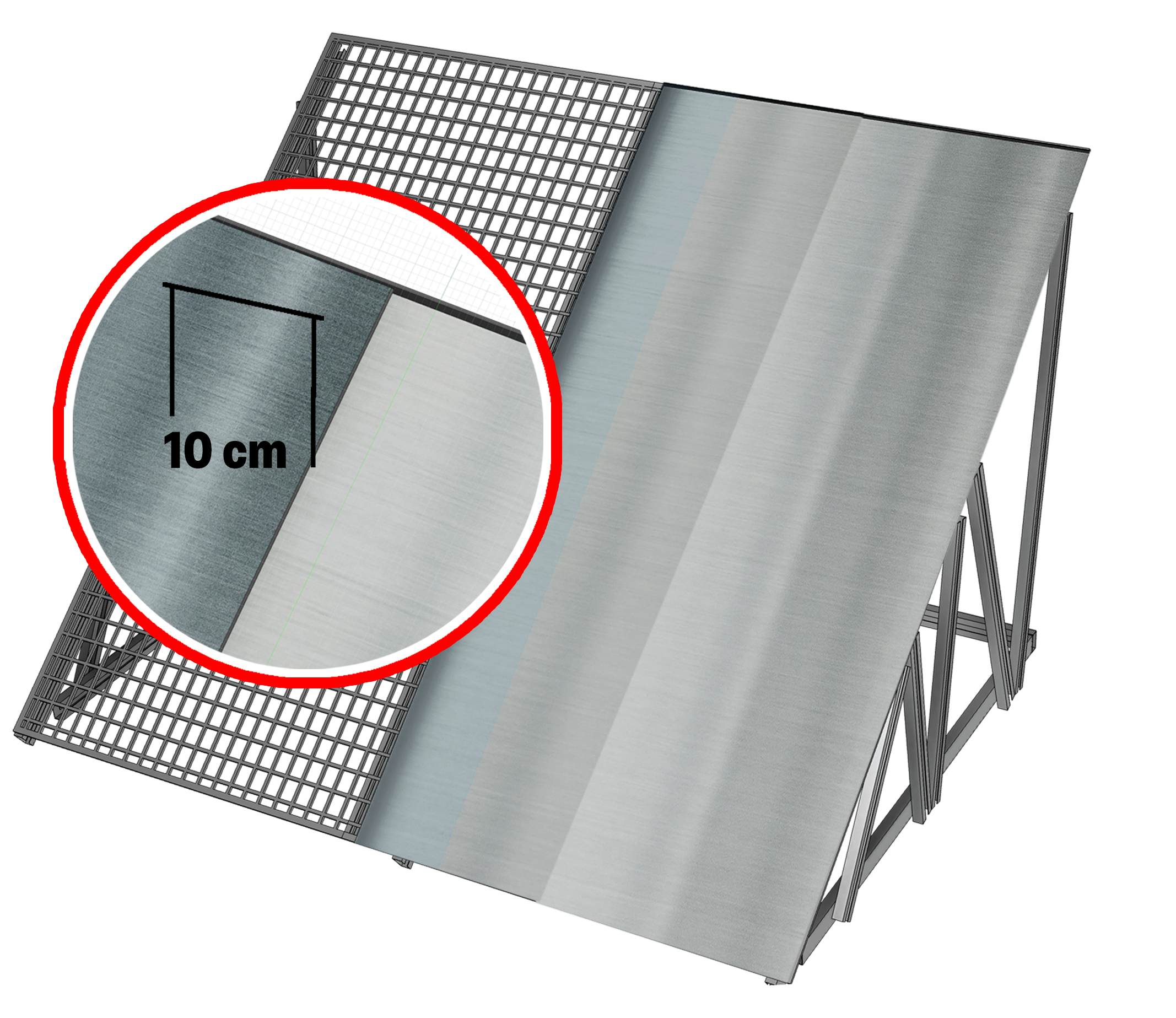 Install the aluminium foil layer over the roof mesh. Ensure all joints overlap by approximately 10 cm, then seal them using aluminium tape to prevent any air or vapor leakage.