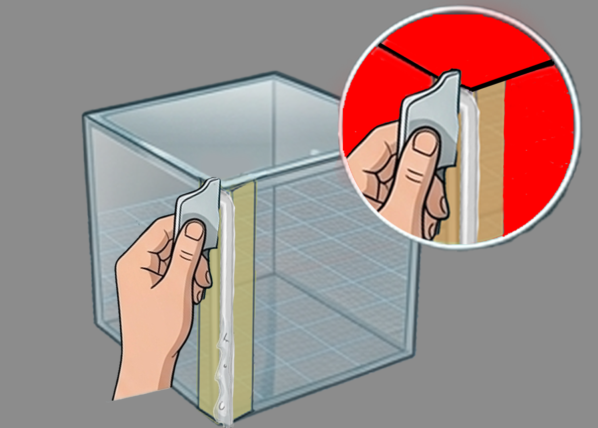 Smooth the sealant using a gloved finger or a finishing tool in one continuous motion to press the material into the joint and create a clean surface finish.