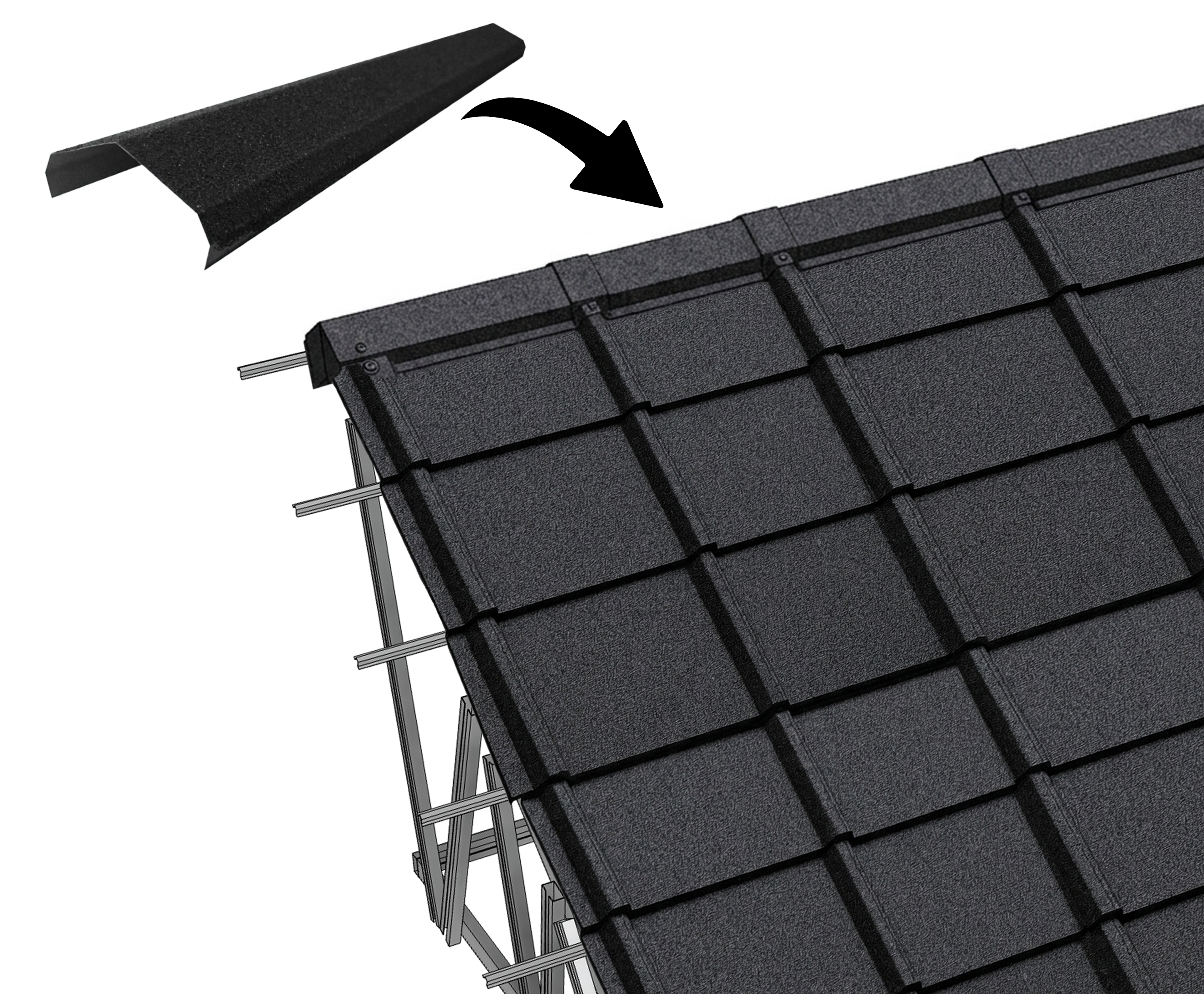 Pasang nok setelah semua panel terpasang. Pastikan overlap antar nok minimal 10 cm. Tutup bagian puncak dengan rapi dan kunci di setiap gelombang agar kokoh dan tahan angin.