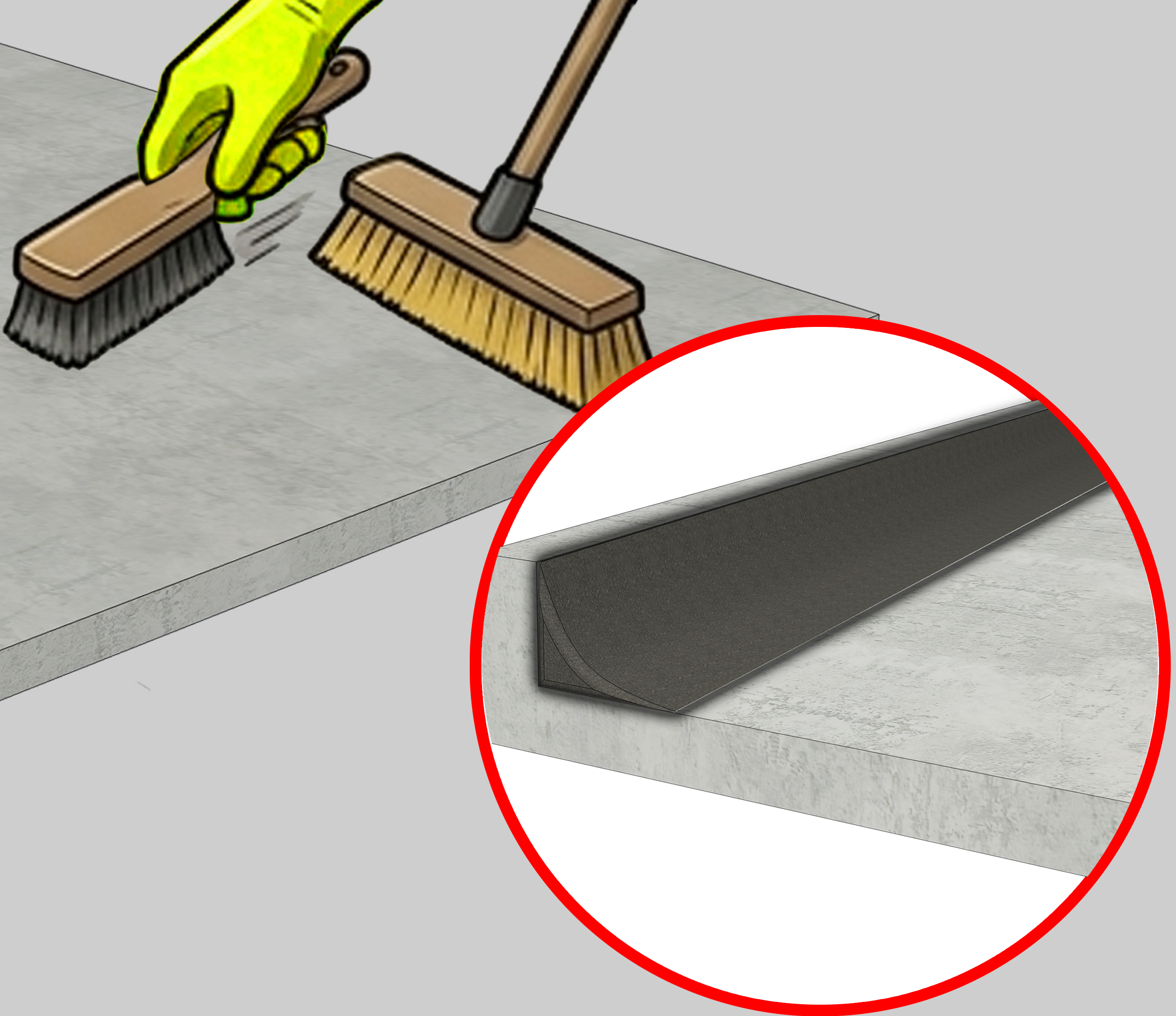 Ensure the concrete roof slab is clean, dry, and free from dust, debris, oil, and standing water. Repair any hairline cracks using instant cement or sealant until the surface is level and smooth.