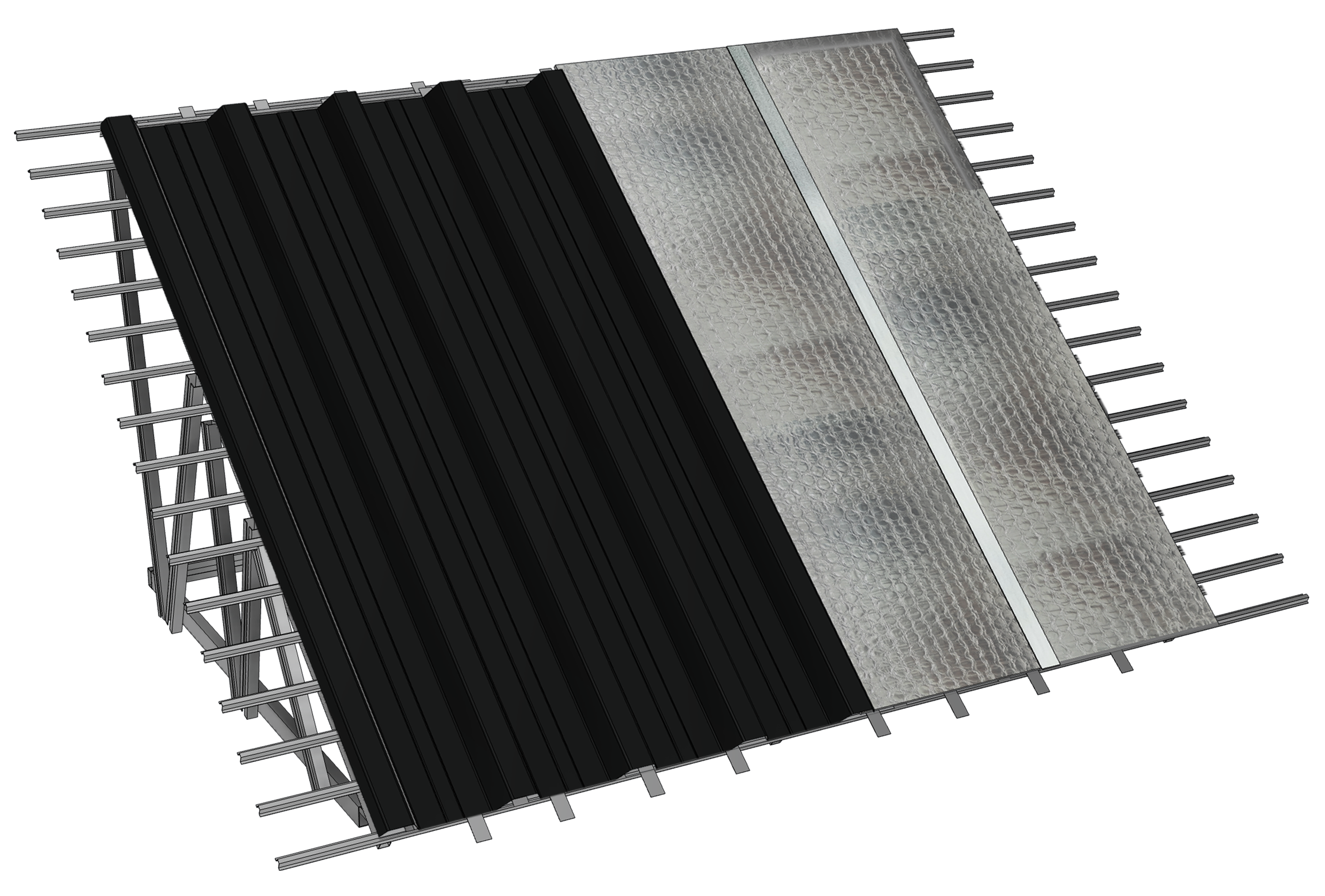 Once installation is complete, proceed with the installation of battens and roof tiles according to the specified spacing and construction system.